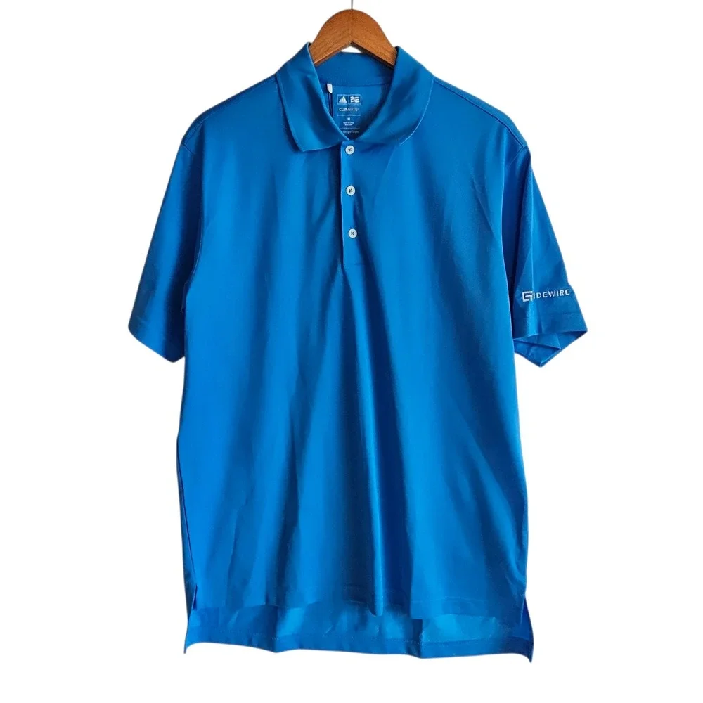 Adidas‎ Golf Polo Shirt ClimaLite Guidewire Logo Athletic Blue Mens M NwT
